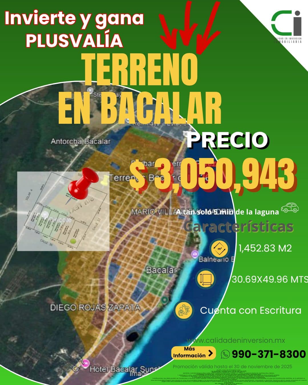 Terreno en Venta en Bacalar –Fraccion I- Av. 33 entre Calles 36 y 38, región 12, manzana 71, Bacalar Quintana Roo (Fracción I) — Bacalar